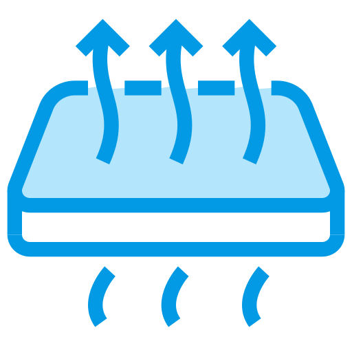 Breathable fabric icon showing airflow