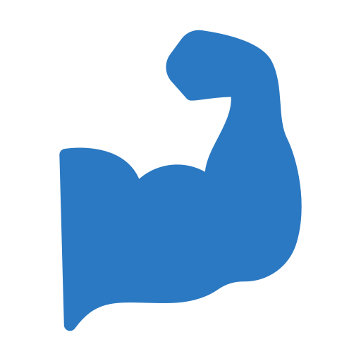 Flexed arm icon representing strength and durability